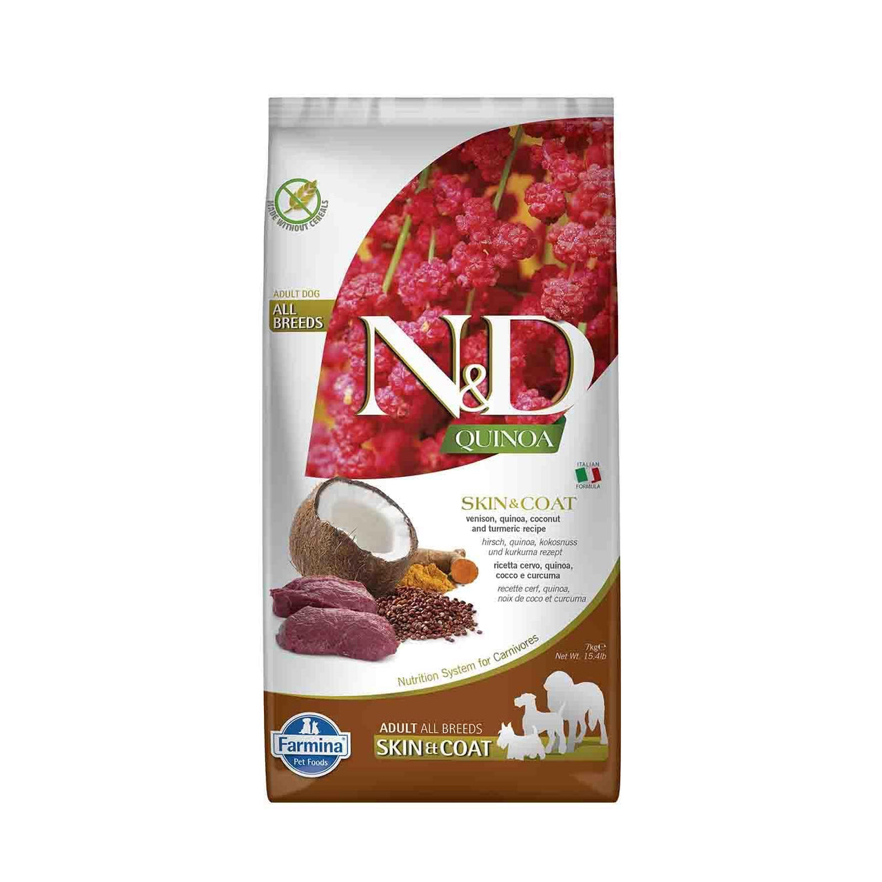 N&D Quinoa Skin & Coat w/Venison, Quinoa, Coconut & Turmeric Recipe Adult All Breeds Dry Dog Food, 246.4 Ounce