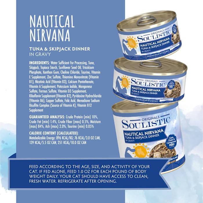 Soulistic Originals Nautical Nirvana Tuna & Skipjack Dinner in Gravy Wet Cat Food, 3 oz., Case of 12