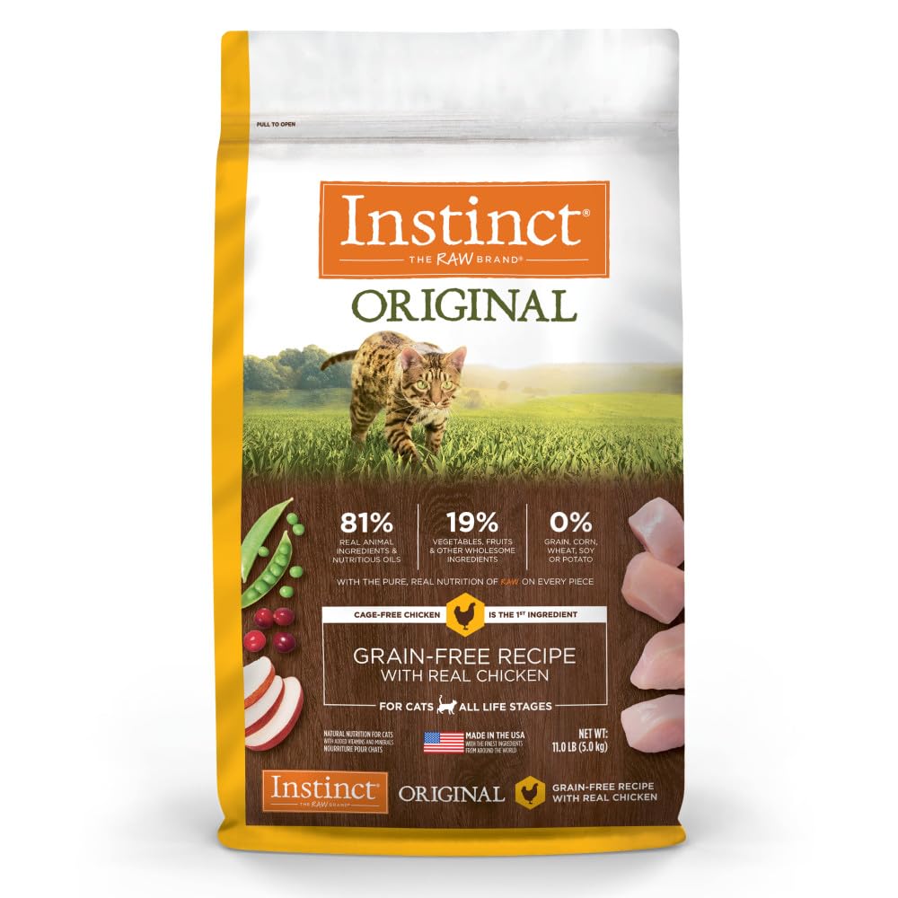 Instinct Original Dry Cat Food, Raw Coated Kibble, High Protein, Grain Free Recipe - Real Chicken