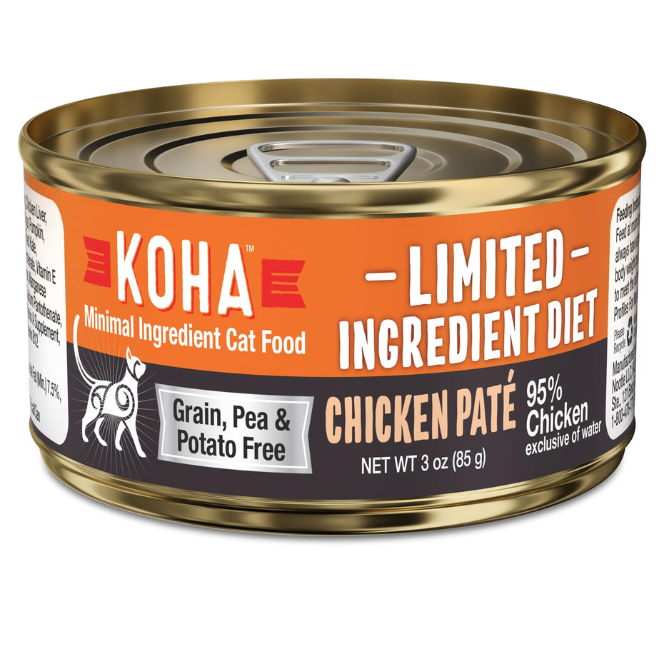 KOHA Limited Ingredient Diet Rabbit Pate for Cats - Single Meat Wet Cat Food for Sensitive Stomachs - *New Batch January 2025, Improved, Smooth Texture* - Pate Cat Food, No Fillers - 3oz Pack of 24