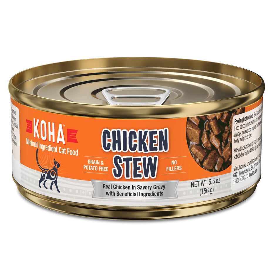 KOHA Minimal Ingredient Chicken Stew for Cats, High Protein Limited Ingredient Wet Cat Food, 5.5oz Cans (Case of 24)