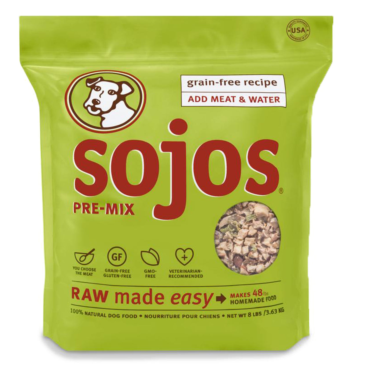 SOJOS Natural Pet Food Pre-Mix Grain Free Freeze-Dried Raw Dry Dog Food Mix