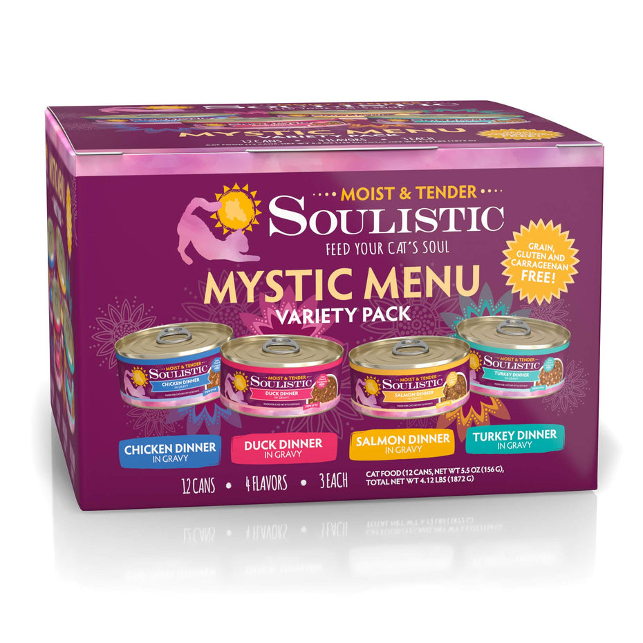 Soulistic Moist & Tender Mystic Menu Variety Pack Wet Cat Food 5.5 oz. Count of 12
